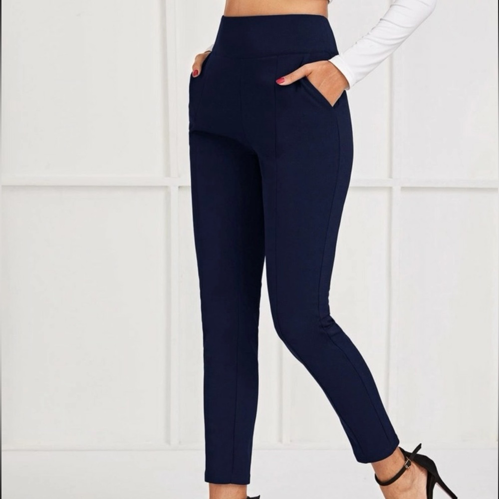 Navy blue high waisted pants